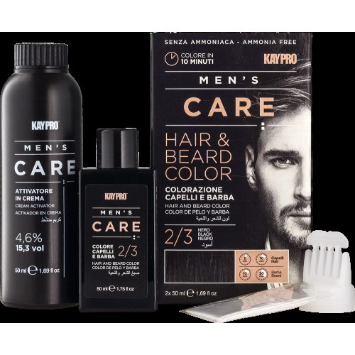 KayPro MENʼS CARE Набір для фарбування волосся і бороди (фарба 50мл + окисник 50мл)  2-3 BLACK