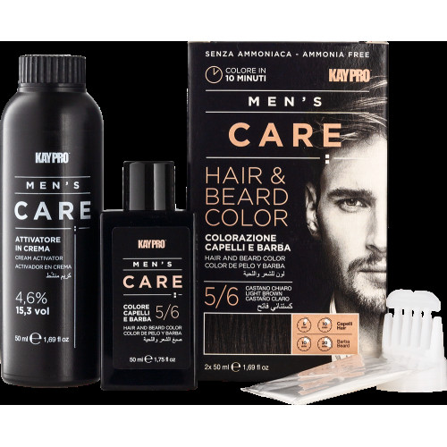 KayPro MENʼS CARE Набір для фарбування волосся і бороди (фарба 50мл + окисник 50мл)  5-6
